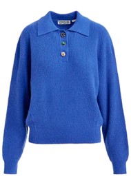 ESSENTIEL ANTWERP Imetal Wool Blend Knit Polo - Black Iris