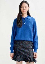 ESSENTIEL ANTWERP Imetal Wool Blend Knit Polo - Black Iris