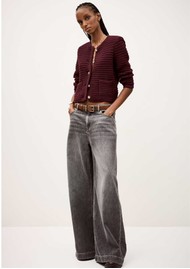 Ba&sh Gaspard Organic Cotton Cardigan - Bordeaux