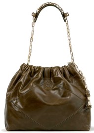 Ba&sh Vintage June Leather Tote Bag - Kaki