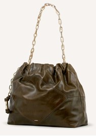 Ba&sh Vintage June Leather Tote Bag - Kaki