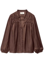 Ba&sh Cessia Satin Blouse - Chocolate