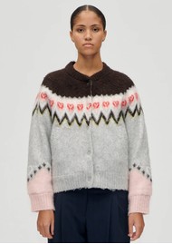 STINE GOYA Brushed Jacquard Raglan Bomber Jacket - Fairisle