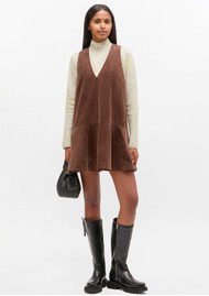 GANNI Organic Cotton Corduroy V-Neck Mini Dress - Chicory Coffee