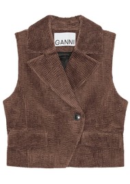 GANNI Seersucker Corduroy Vest - Chicory Coffee