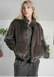 NOOKI Aubrey Faux Fur Bomber Jacket - Olive