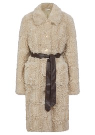 NOOKI Rowena Faux Fur Shaggy Coat - Latte