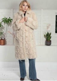 NOOKI Rowena Faux Fur Shaggy Coat - Latte