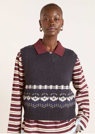 DAMSON MADDER Rhona Lambswool Knitted Tank - Navy House
