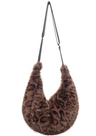 NOOKI Sasha Slouch Faux Fur Bag - Choc Leo