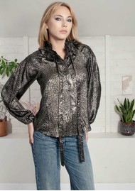 NOOKI Lydia Lame Blouse - Leopard
