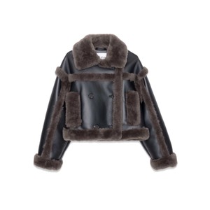 Kirsty Faux Shearling Jacket - Black/Dark Brown