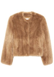 STAND STUDIO Halle Faux Fur Jacket - Nougat