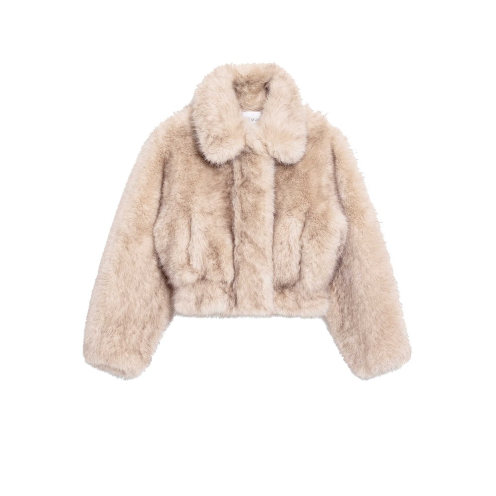 STAND STUDIO Lena Faux Fur Jacket - Natural