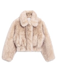 STAND STUDIO Lena Faux Fur Jacket - Natural