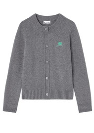 GANNI Future Wool Mix Cardigan - Charcoal