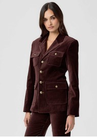 Paige Denim Reign Velvet Blazer - Aubergine