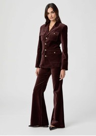 Paige Denim Clean Front Marlow Velvet Flared Trousers - Aubergine