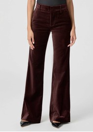 Paige Denim Clean Front Marlow Velvet Flared Trousers - Aubergine
