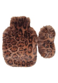 NOOKI Faux Fur Hot Water Bottle & Eye Mask Set - Choc Leo