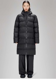 RAINS Alta Waterproof Long Puffer Coat - Black