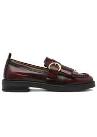 PAVEMENT Matilda Polido Leather Loafers - Bordeaux