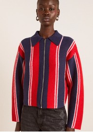 DAMSON MADDER Bibi Boxy Reversible Wool Cardigan - Vertical Stripe