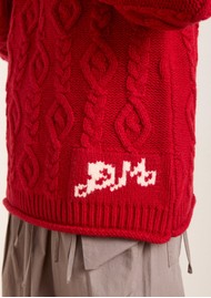 DAMSON MADDER Ffion Cable Stitch Wool Jumper - Red