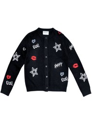BERENICE Mycool Intarsia Doodle Cardigan - Black