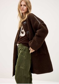 Ba&sh Millie Faux Fur Coat. Chocolat
