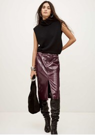 Ba&sh Marylou Vinyl Pencil Skirt - Bordeaux