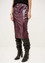 Ba&sh Marylou Vinyl Pencil Skirt - Bordeaux
