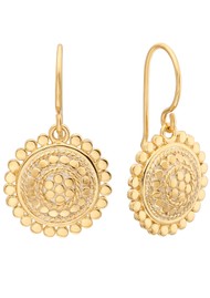ANNA BECK Scalloped Disc Drop Prana Earrings - Gold