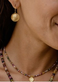 ANNA BECK Scalloped Disc Drop Prana Earrings - Gold