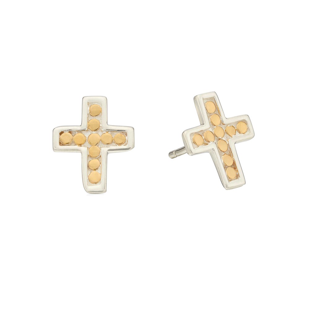 Anna Beck Women's Gold/Silver Cross Stud Earrings