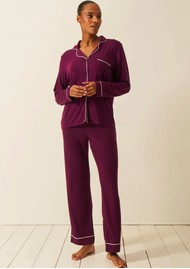 STRIPE & STARE Long Pyjamas - Black Cherry