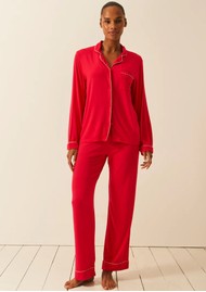 STRIPE & STARE Long Pyjamas - Lipstick Red