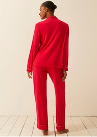 STRIPE & STARE Long Pyjamas - Lipstick Red