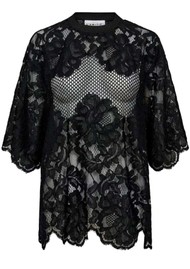 HAUTE LAMITIE Curvey Lace Hem Tee - Black
