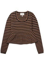 MUNTHE Lubay Striped Peplum Jumper - Brown