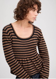 MUNTHE Lubay Striped Peplum Jumper - Brown