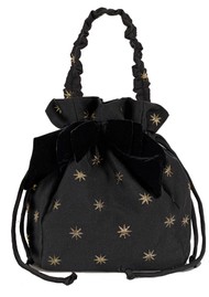 QUEENS OF ARCHIVE Molly Velvet Pouch Bag - Black