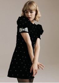 QUEENS OF ARCHIVE Luna Velvet Dress - Black