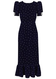 QUEENS OF ARCHIVE Tabitha Velvet Dress - Navy