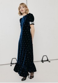QUEENS OF ARCHIVE Tabitha Velvet Dress - Navy