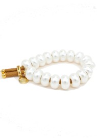 SCRUNCHIE IS BACK Elastic Shell Pearls Hair Tie Bracelet - Beige