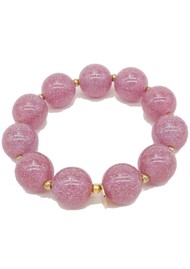 SCRUNCHIE IS BACK Colour & Gold Round Pearl Hair Tie Bracelet - Pink Glitter