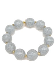 SCRUNCHIE IS BACK Colour & Gold Round Pearl Hair Tie Bracelet - Silver