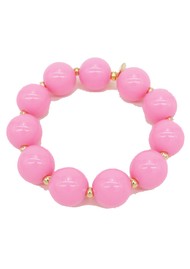 SCRUNCHIE IS BACK Colour & Gold Round Pearl Hair Tie Bracelet - Flashy Pink