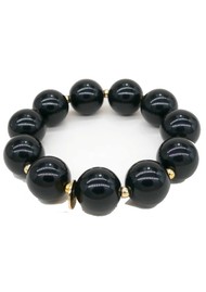 SCRUNCHIE IS BACK Colour & Gold Round Pearl Hair Tie Bracelet - Black